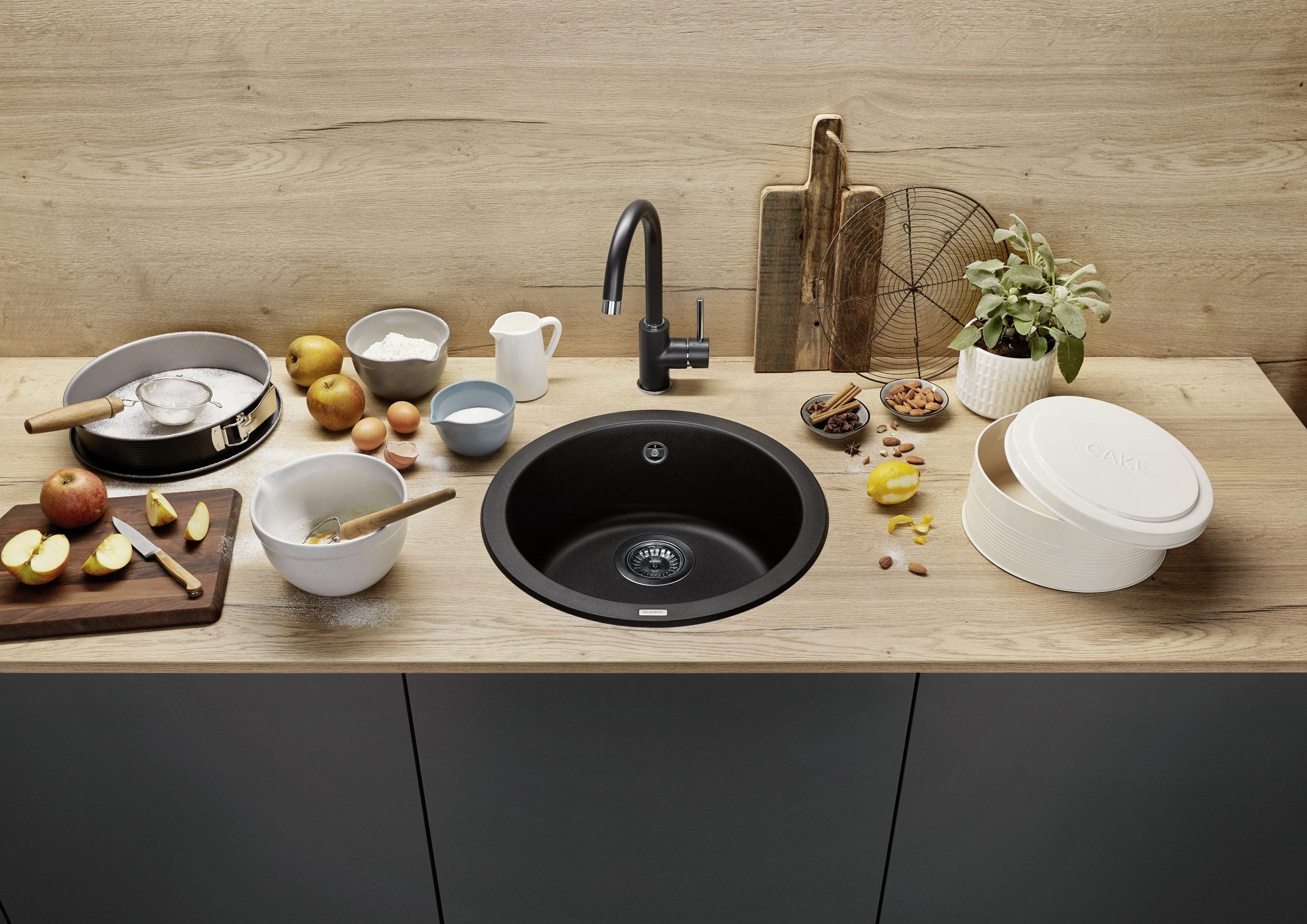BLANCO RONDO - Premium Black Granite Kitchen Sink with Round Design, 450mm 2