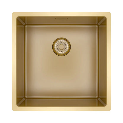 Caressi Gold Kitchen Sink - Durable PVD Coating, Versatile Undermount & Flush Mount 1