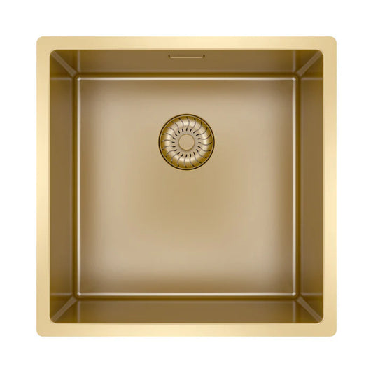 Caressi Gold Kitchen Sink - Durable PVD Coating, Versatile Undermount & Flush Mount 1