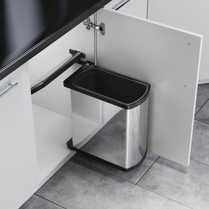 Hailo Uno Automatic Trash Bin - 18L - Stainless Steel/Black - For Hinged Door Cabinets 0