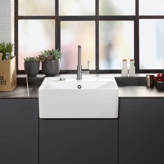 Villeroy Boch - Kitchen Sink - Elegant White Alpin Ceramic Wash Basin, Spacious & Durable 1